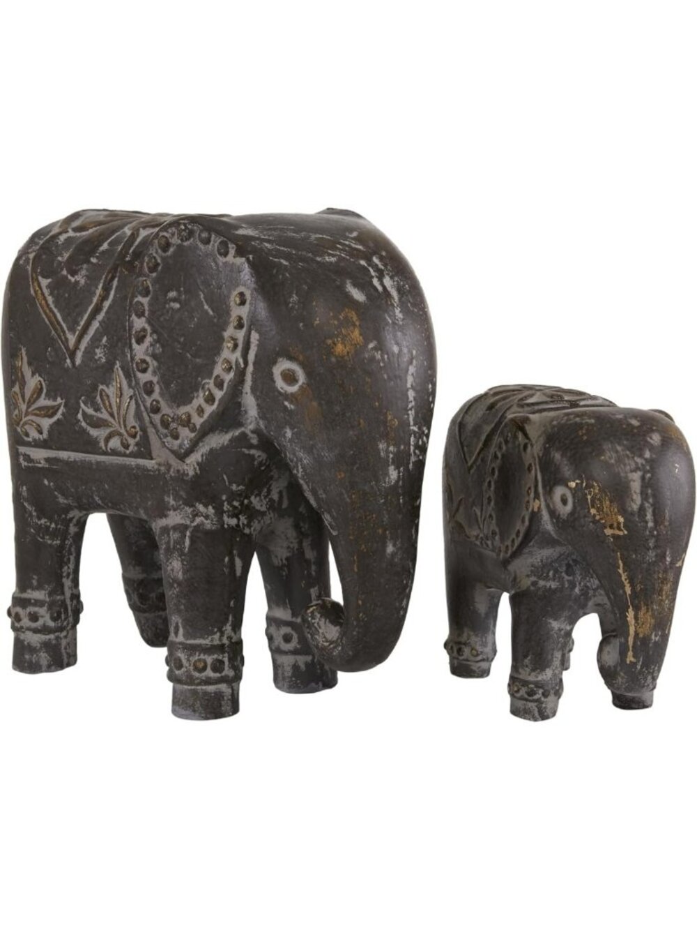 Handmade Ceramic Elephant Decorative Sculptures - Set of 2 Accent Figurines, 9